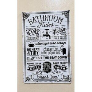 New Funny Bathroom Rules Metal Tin Sign Wall Decor - Farmhouse Bathroom